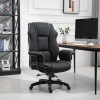 Vinsetto Executive Office Chair, PU Leather High Back Desk Chair with Height Adjustable, Reclining Swivel Computer Chair for Home, Black(m-2)