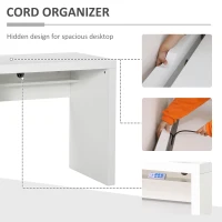 HOMCOM Rectangle Computer Desk Thick Board with Display Shelves Home Office Table Workstation, White(m-6)