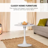 HOMCOM Modern Round Dining Table Leisure Coffee Bistro Table with Metal Base for Kitchen & Dining Room White(m-4)