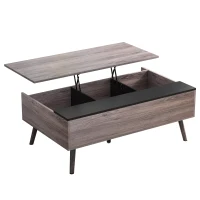HOMCOM Lift-Top Coffee Table with storage, 100x 65 x 39cm Grey(m-13)