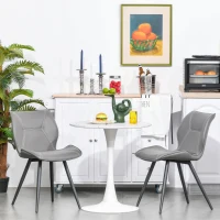 HOMCOM Modern Round Dining Table Leisure Coffee Bistro Table with Metal Base for Kitchen & Dining Room White(m-10)