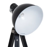 HOMCOM Tripod Floor Lamp, Spotlight Reading Lamp w/ Adjustable Height, Angle, Wood Legs for Living Room, Bedroom, Home, Office, Black and White(m-9)