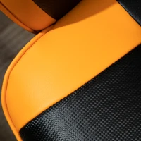 Vinsetto PU Leather Tub Seat Office Chair w/ Yellow Panels Wheels Mid-Back Armrests Ergonomic Comfort Home Office Gaming Black Orange(m-8)