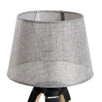 HOMCOM Wooden Tripod Table Lamp for Side, Desk or End Table with E27 Bulb Base（Grey Shade）(m-8)