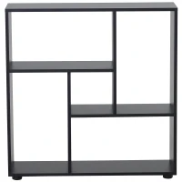 HOMCOM 5 Units Storage Shelf Bookcase Home Display Square Frame w/ Melamine Surface Foot Pads Living Room Bedroom Furniture Black(m-10)