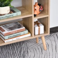 HOMCOM Multi-Shelf Modern Bookcase Freestanding Storage w/ Drawer 6 Shelves Wood Legs Home Office Display Furniture Stylish Oak Blue(m-8)