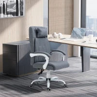 Vinsetto Office Chair w/ Massage Pillow Executive Reclining Ergonomic USB Power Adjustable Height 360° Swivel Base Grey(m-10)