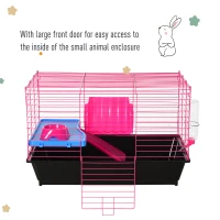 PawHut Dwarf Hamster Metal Cage Guinea Pigs Hutches w/ Tunnels Pink(m-7)