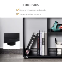 HOMCOM 5 Units Storage Shelf Bookcase Home Display Square Frame w/ Melamine Surface Foot Pads Living Room Bedroom Furniture Black(m-4)