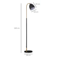 HOMCOM Arc Floor Lamp, Standing Reading Light, with Adjustable Lampshade, and Round Base for Living Room, Office, Bedroom, 160cm, Black Gold(m-3)