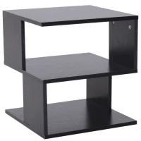 HOMCOM Side Table Square Coffee Table Modern End Table with 2 Tier Storage Shelves for Living Room, Bedroom, Black(m-11)
