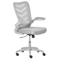 Vinsetto Mesh Office Chair for Home Swivel Task Desk Chair with Lumbar Back Support, Flip-Up Arm, Adjustable Height, Grey(m-13)