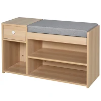 HOMCOM Multi-Storage Shoe Bench w/ Drawer 3 Compartments Cushioned Home Organisation Furniture Tidy Boots Hallway Entryway Brown(m-1)