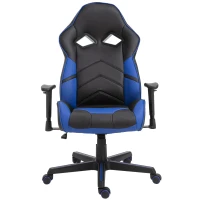 Vinsetto Ergonomic PU Leather Gaming Chair Stylish Blue Panel Swivel w/ 5 Wheels Adjustable Height Armrests Home Office Chair Comfortable Black&Blue(m-5)