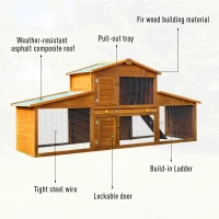 PawHut Small Animal Deluxe XXL Fir Wood 2-Tier Guinea Pigs Hutches Natural Wood Tone(m-4)