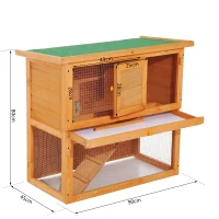 Pawhut Wooden 90cm 2 Tiers Guinea Pigs Hutches(m-3)