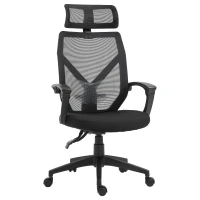 Vinsetto High Back Home Mesh Office Chair Swivel Reclining w/ Lumbar Support Height Adjustable Free Moving Suitable For Working Relaxing Black(m-15)