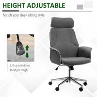 Vinsetto Office Chair Rocking Chair with Wheels Executive Adjustable High Back Grey(m-4)