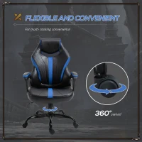 Vinsetto Computer Gaming Chair, Desk Chair with Breathable PU Leather Back and Seat, Soft Padded Armrests and Rolling Wheels for Adults and Gamers, Blue(m-6)