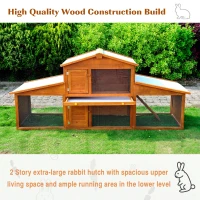 PawHut Small Animal Deluxe XXL Fir Wood 2-Tier Guinea Pigs Hutches Natural Wood Tone(m-6)