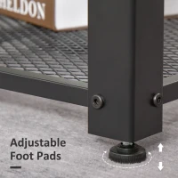 HOMCOM Coffee Table for Living Room, Industrial Centre Table with Mesh Shelf and Steel Frame, 2-tier Low Coffee Table, Rustic Brown(m-6)