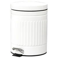 HOMCOM 5L Compact Bin Steel Body Removable Bucket Quiet-Close Lid w/ Pedal Handle Lid Rubbish Trash Can Home Office Bedroom Bathroom Living Room Garbage Tidy Clean White(m-1)