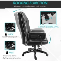 Vinsetto Executive Office Chair, PU Leather High Back Desk Chair with Height Adjustable, Reclining Swivel Computer Chair for Home, Black(m-6)