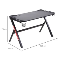 HOMCOM 1.2m LED Gaming Desk Racing Style Computer Table w/ Lights Cup Holder Headphone Hook Cable Management E-Sport Study Workstation – Black(m-3)