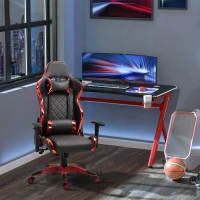 Vinsetto Holographic Stripe Gaming Chair Ergonomic Design PU Leather High Back 360° Swivel w/ 5 Wheels 2 Pillows Back Support Racing Chair Black&Red(m-2)