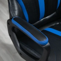 Vinsetto Computer Gaming Chair, Desk Chair with Breathable PU Leather Back and Seat, Soft Padded Armrests and Rolling Wheels for Adults and Gamers, Blue(m-11)