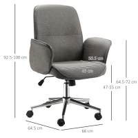 Vinsetto Rocking Chair Office Chair Mid Back Executive Adjustable with Wheels Light Grey(m-3)