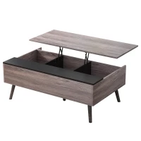 HOMCOM Lift-Top Coffee Table with storage, 100x 65 x 39cm Grey(m-1)
