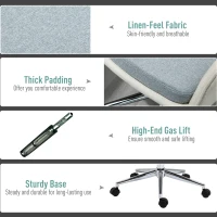 Vinsetto Home Office Chair Comfortable Computer Desk Chair Swivel Task Chair with Golden Base, Vanity Chair for Teens Adults Bedroom, Beige(m-6)