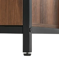 HOMCOM L-Shaped Computer Corner Desk with Cabinet, Adjustable Shelf, PC Table Workstation for Home Office, Space-Saving, Industrial Style, Walnut and Black(m-11)