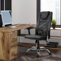 Vinsetto Office Chair, Computer Desk Chair, Mesh and PU Leather Swivel Chair with Adjustable Height and Rolling Wheels for Home Office Work Study, Black(m-10)