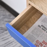 HOMCOM Multi-Shelf Modern Bookcase Freestanding Storage w/ Drawer 6 Shelves Wood Legs Home Office Display Furniture Stylish Oak Blue(m-6)