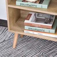 HOMCOM Multi-Shelf Modern Bookcase Freestanding Storage w/ Drawer 6 Shelves Wood Legs Home Office Display Furniture Stylish Oak Blue(m-9)