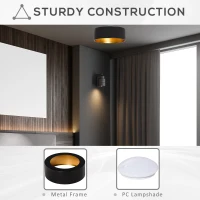 HOMCOM LED Ceiling Light Modern Ceiling Lamp 22W 1500 Lumen Cold White Light Mount Ceiling Lamp for Living Room Bedroom Kitchen Hallway(m-6)