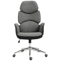 Vinsetto Modern Office Chair Ergonomic Thick Padding High Back Armrests Height Adjustable Rocking w/ 5 Wheels Swivel Home Office Grey White(m-8)