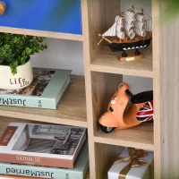 HOMCOM Multi-Shelf Modern Bookcase Freestanding Storage w/ Drawer 6 Shelves Wood Legs Home Office Display Furniture Stylish Oak Blue(m-7)