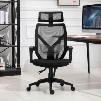 Vinsetto High Back Home Mesh Office Chair Swivel Reclining w/ Lumbar Support Height Adjustable Free Moving Suitable For Working Relaxing Black(m-14)