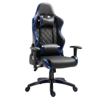 Vinsetto Holographic Stripe Gaming Chair Ergonomic Design PU Leather High Back 360° Swivel w/ 5 Wheels 2 Pillows Back Support Racing Chair Black&Blue(m-11)