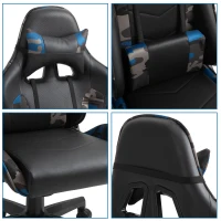 Vinsetto Gaming Office Chair w/ Massage Lumbar Support, Camouflage Panels, 5 Wheels, Adjustable Arms Height, High Back Racing Gamer Recliner, Blue(m-9)