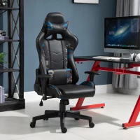 Vinsetto Gaming Office Chair w/ Massage Lumbar Support, Camouflage Panels, 5 Wheels, Adjustable Arms Height, High Back Racing Gamer Recliner, Blue(m-10)