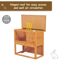 Pawhut Wooden 90cm 2 Tiers Guinea Pigs Hutches(m-7)
