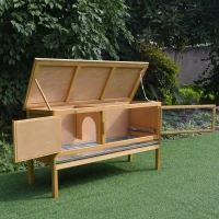 PawHut Guinea Pigs Hutches, 115Lx44.3Wx65H cm, Fir Wood-Yellow/Green(m-8)