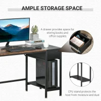 HOMCOM Computer Desk, Home Office Workstation for Study, Writing with CPU Stand and Drawer, Steel Frame, 120x60x75cm(m-4)