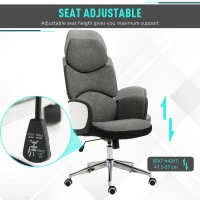Vinsetto Modern Office Chair Ergonomic Thick Padding High Back Armrests Height Adjustable Rocking w/ 5 Wheels Swivel Home Office Grey White(m-5)