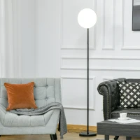 HOMCOM Modern Floor Lamp, Dimming Uplighter Standing Lamp with 3 Brightness, Adjustable Head for Living Room, Bedroom, 171.5cm, Black(m-10)