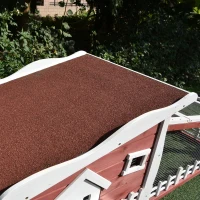 PawHut Rabbits Outdoor Fir Wood Guinea Pigs Hutches w/ Ramp Wine-Brown(m-8)